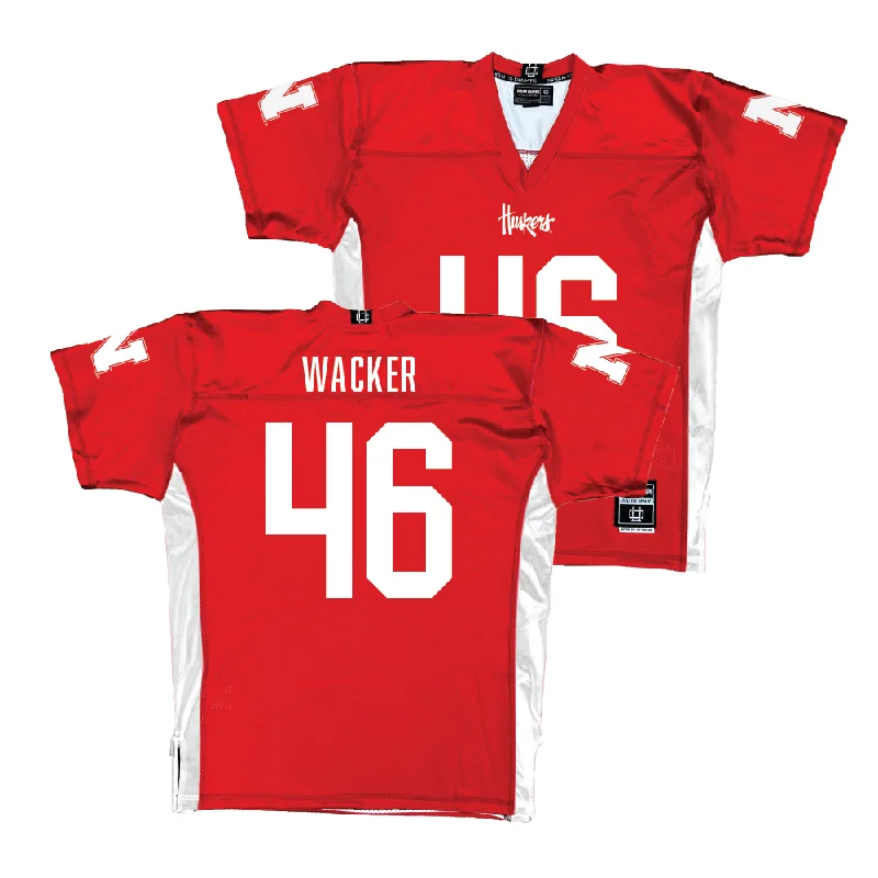 Football Jerseys With Custom Back Designs-Red Nebraska Football Jersey  - Derek Wacker