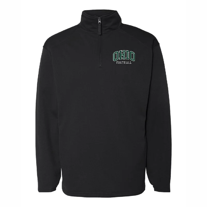 Custom Football Jerseys For Official League Apparel-Ohio Bobcats Football Men's Black Quarter-Zip