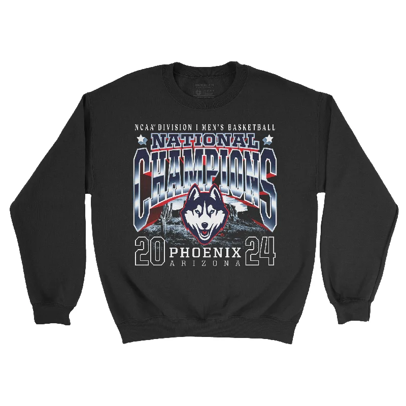 Personalized Basketball Jerseys For School Spirit-UCONN MBB 2024 National Champions Desert Streetwear Black Crew