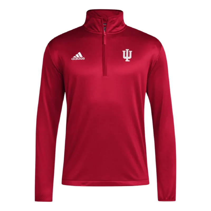 Football Jerseys For Custom Team Wear-Indiana Hoosiers Men's Adidas Red Quarter-Zip