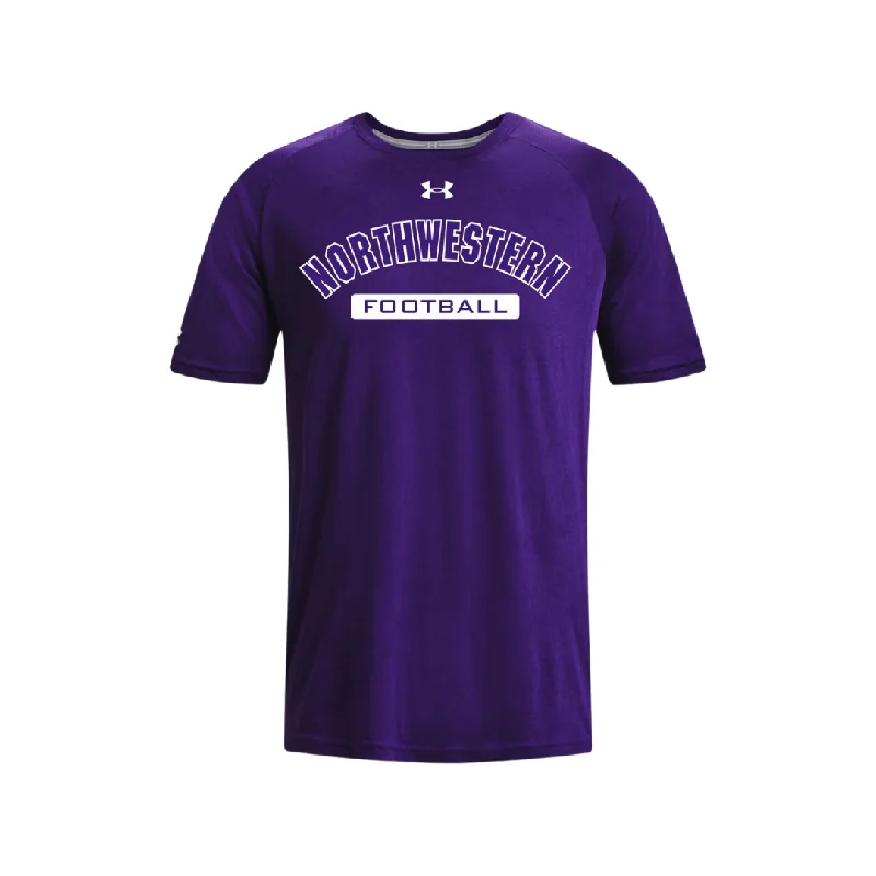 Custom Football Jerseys For International Tournaments-Northwestern Wildcats Men's Under Armour Football White Banner T-Shirt