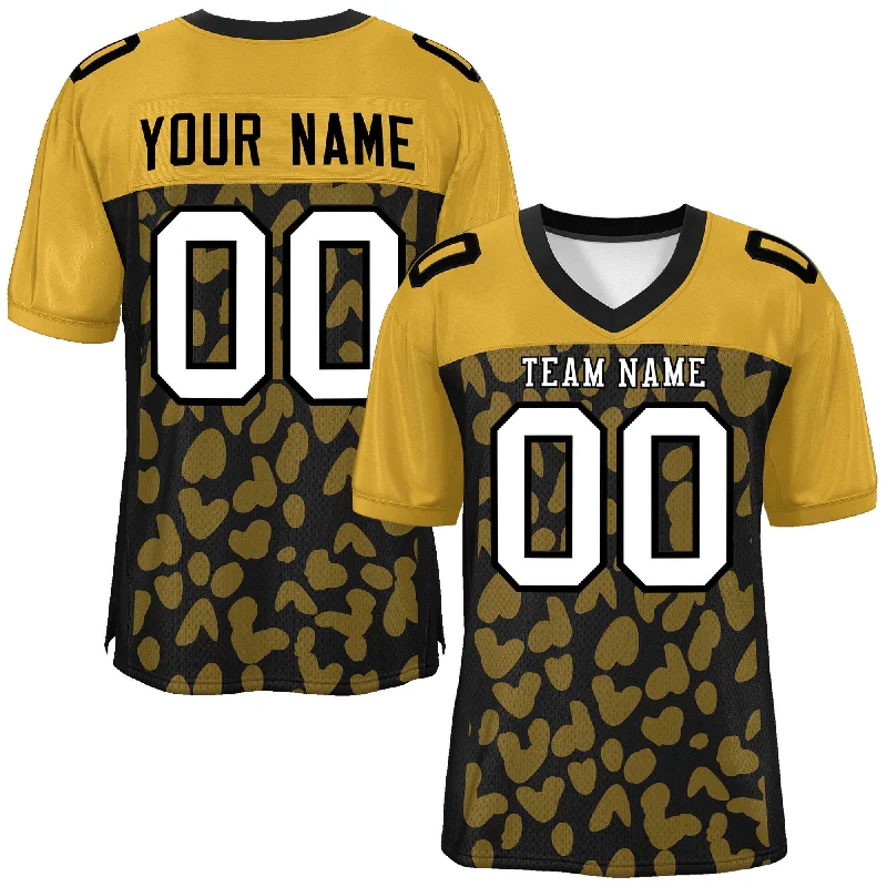 Football Jerseys For Family Events-Custom Black Old Gold Raglan Sleeves Personalized Camo Authentic Football Jersey