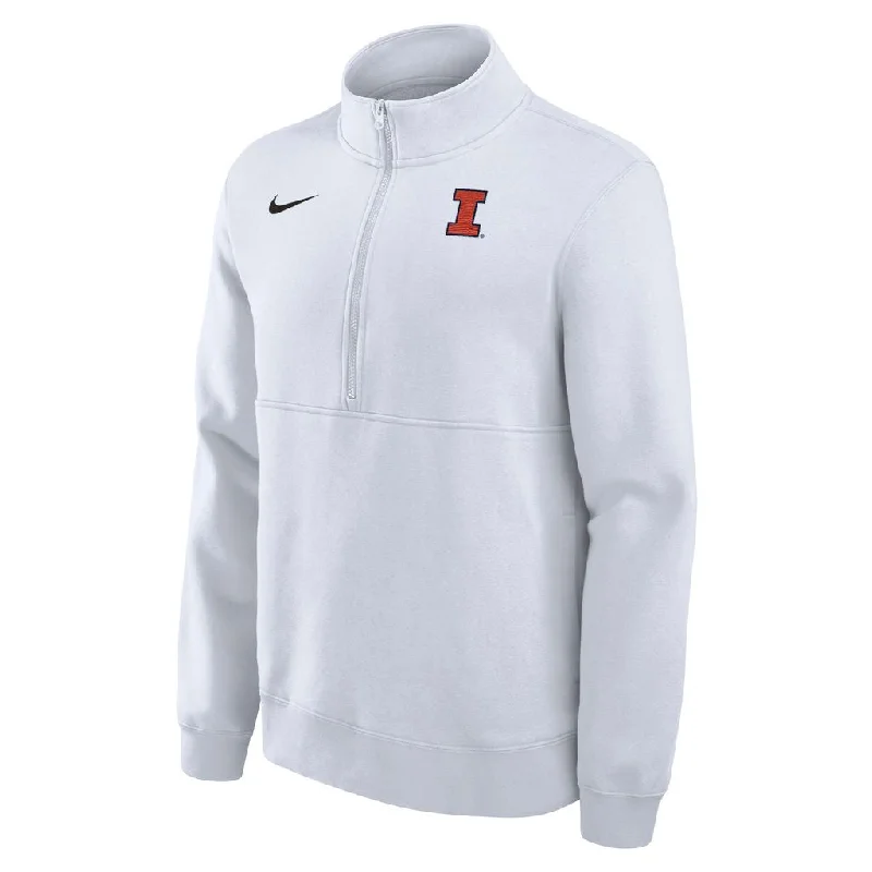 Football Jerseys With Custom Branding-Illinois Fighting Illini Men's Nike White Club Fleece Quarter-Zip