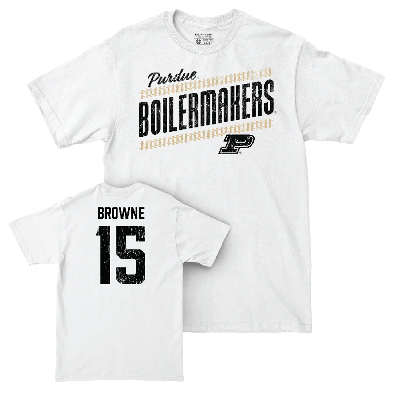 Custom Football Jerseys For Global Competitions-Football White Slant Comfort Colors Tee - Ryan Browne | #15