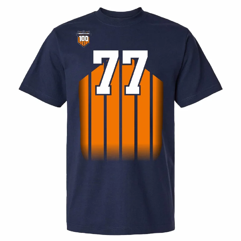 Personalized Football Jerseys For School Teams-Illinois Fighting Illini Navy Grange #77 Football Shirsey