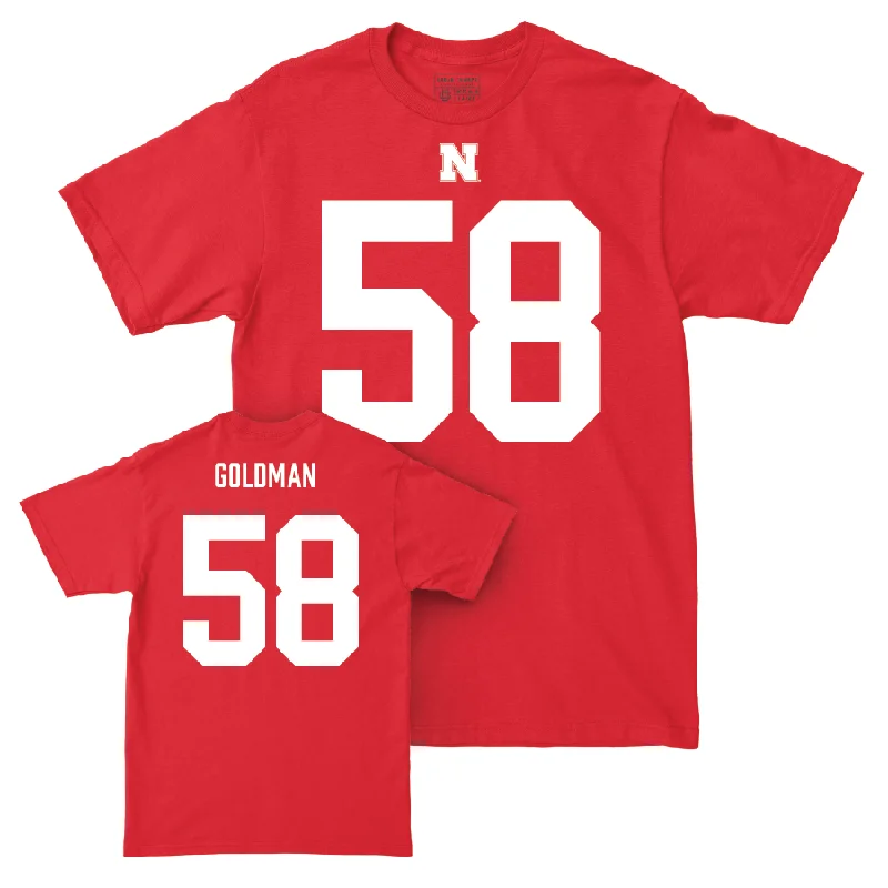 Custom Football Jerseys For Event Appearances-Nebraska Football Red Shirsey Tee - Mason Goldman | #58