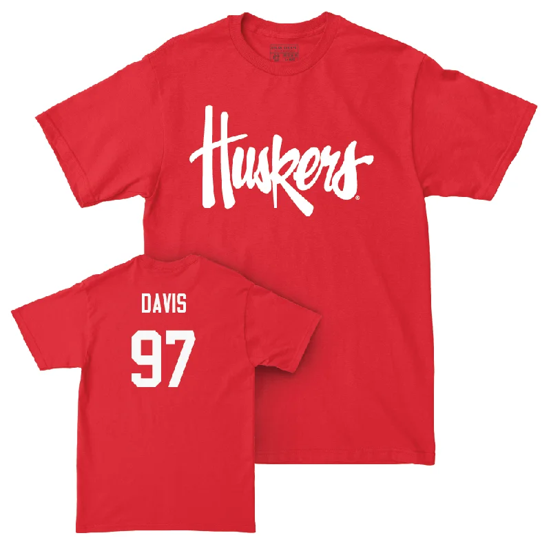 Personalized Football Jerseys For Player Recognition-Red Football Huskers Tee  - Keona Davis