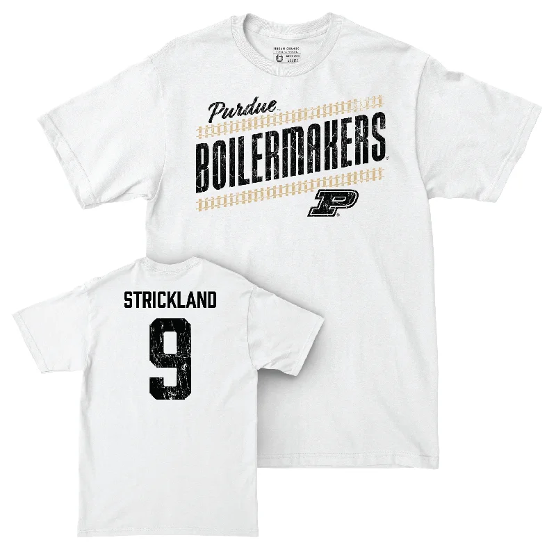 Custom Football Jerseys For Limited-Time Offers-Football White Slant Comfort Colors Tee - Joe Strickland | #9