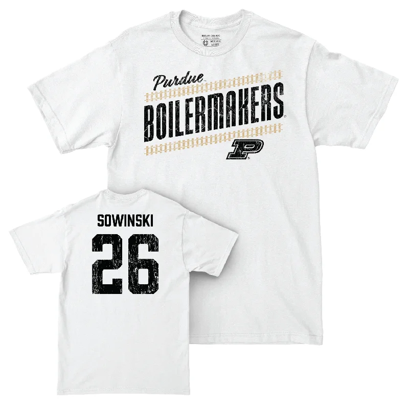 Football Jerseys For Youth & Junior Leagues-Football White Slant Comfort Colors Tee - Andrew Sowinski | #26