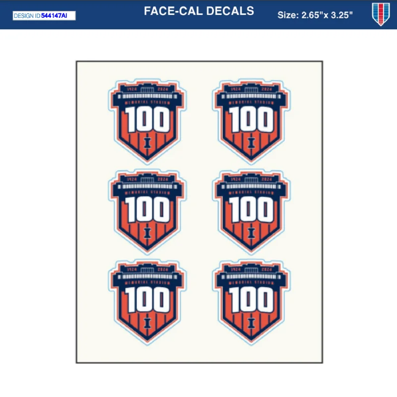 Personalized Football Jerseys For Large Groups-Illinois Memorial Stadium 100 Year Face Decals