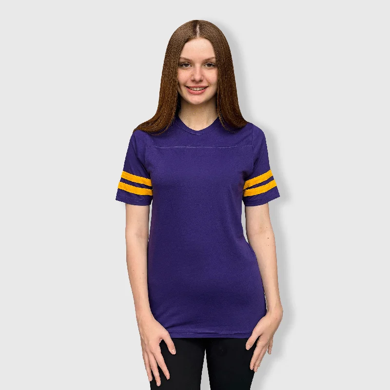 Custom Football Jerseys For School Competitions-2 Stripes Jersey T-Shirt - Purple and Gold