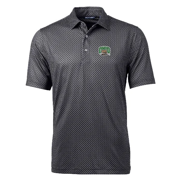 Football Jerseys For Team Celebrations & Recognitions-Ohio Bobcats Men's Cutter & Buck Pike Banner Print Stretch Polo