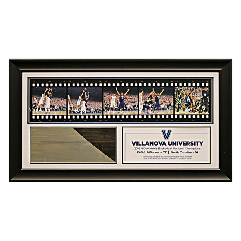 Custom Basketball Jerseys For Special Occasions-Villanova University 2016 NCAA Champions 18"x33" Framed Game Winning Shot Filmstrip Collage with a Piece of Final Four Basketball Court