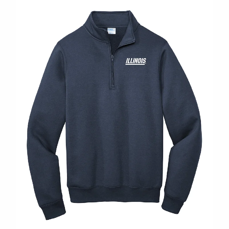 Football Jerseys For Professional Events-Illinois Football Quarter-Zip Navy Slant