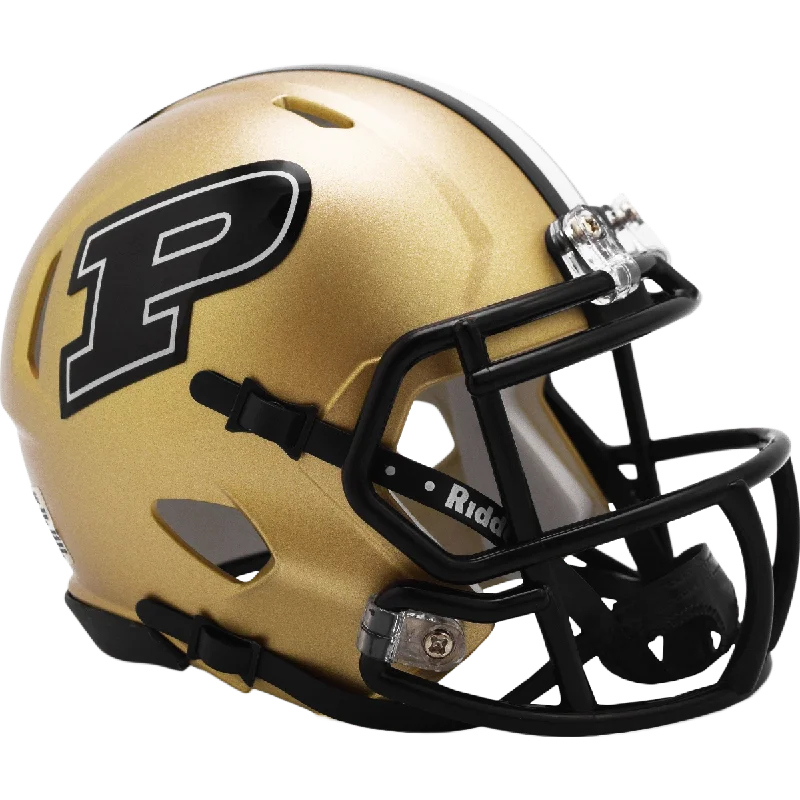 Personalized Football Jerseys For School Events-Purdue Boilermakers Gold Mini Replica Football Helmet