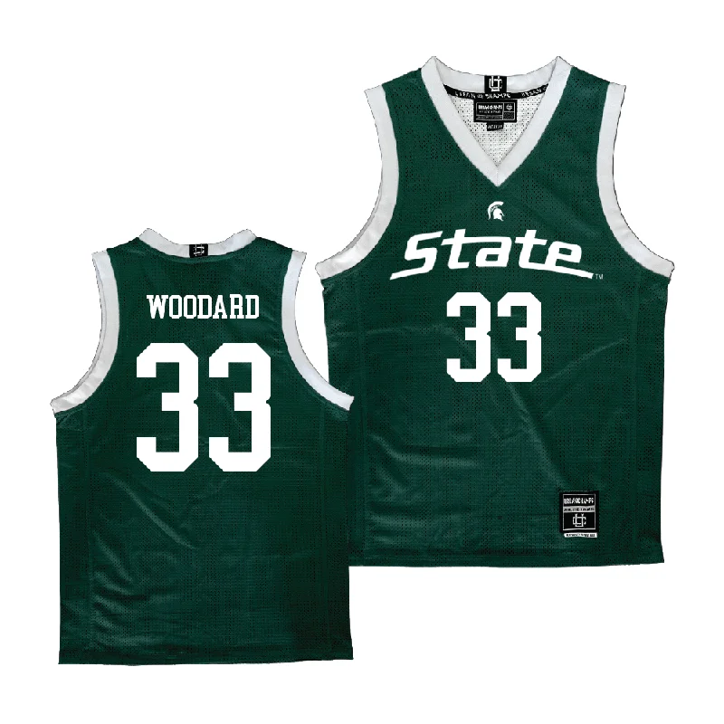 Basketball Jerseys With Player Numbers & Logos-Green Women's Basketball Michigan State Jersey  - Juliann Woodard