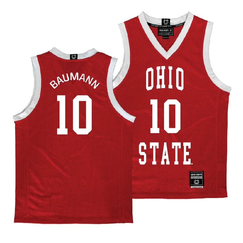 Custom Basketball Jerseys With Unique Designs-Ohio State Men's Red Basketball Jersey - Colby Baumann