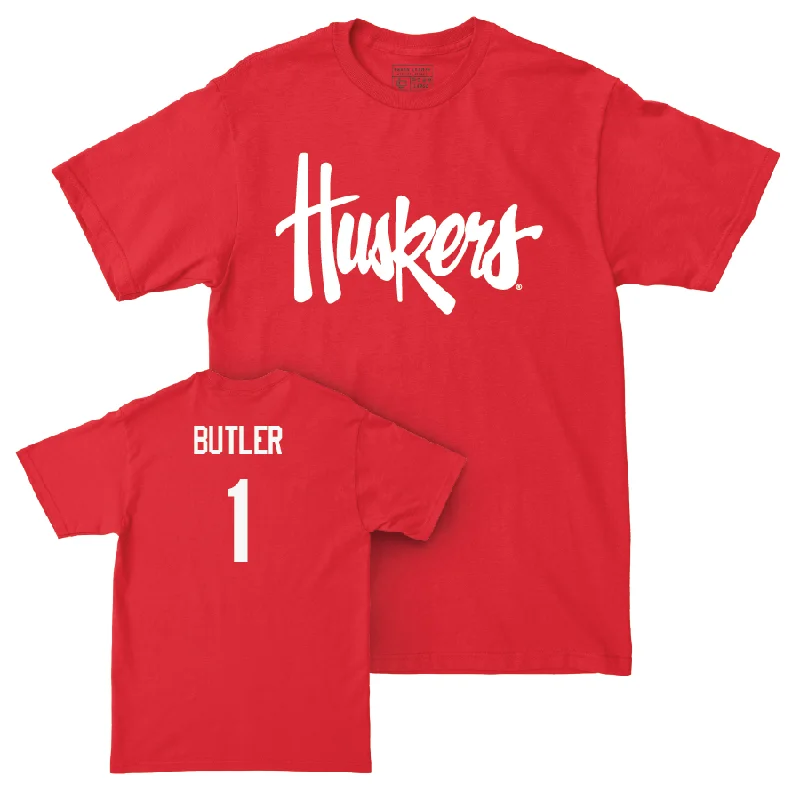 Football Jerseys For Sports Fundraisers-Red Football Huskers Tee  - Jimari Butler