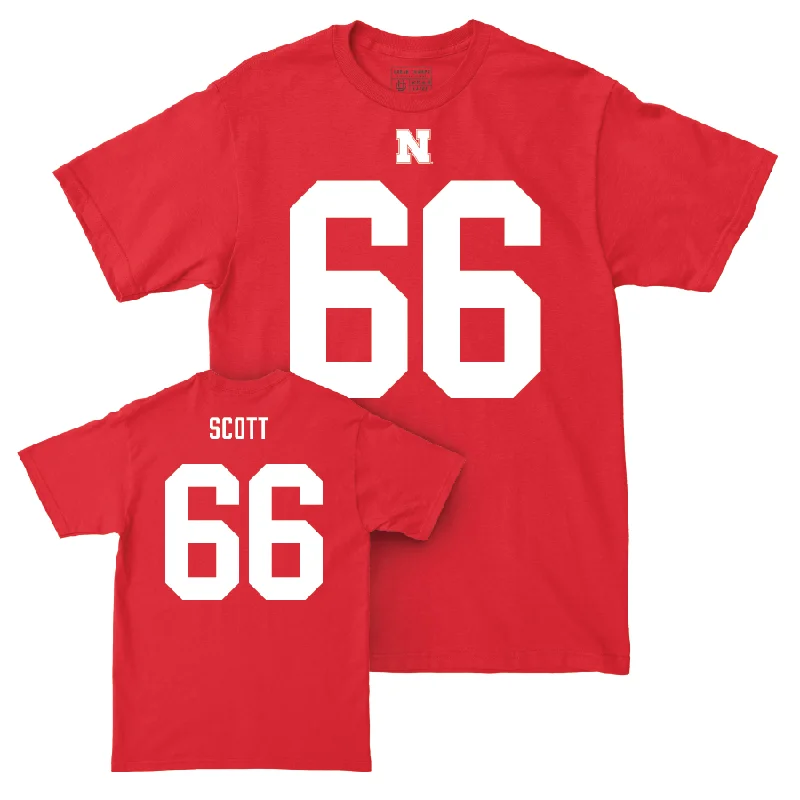 Custom Football Jerseys For Local Fans-Nebraska Football Red Shirsey Tee - Ben Scott | #66