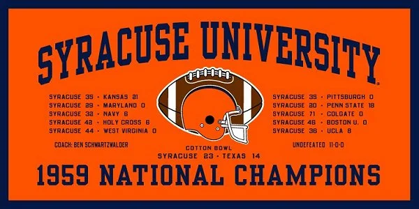 Custom Football Jerseys For High School Teams-Syracuse Felt 1959 Football National Championship Banner