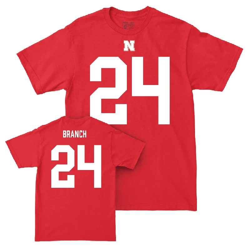 Custom Football Jerseys For Youth Teams-Nebraska Football Red Shirsey Tee - Derek Branch | #24