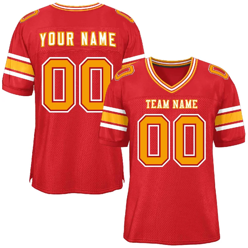 Football Jerseys With Custom Team Designs-Custom Red Personalized Classic Authentic Football Jersey