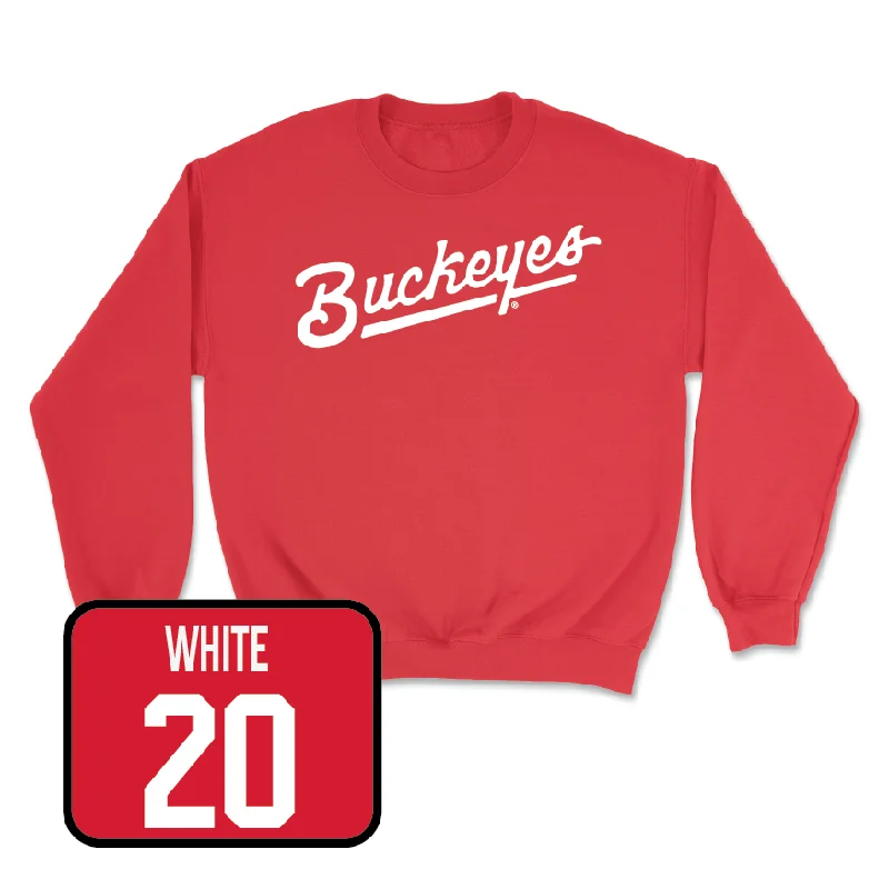 Personalized Basketball Jerseys For Special Celebrations-Red Men's Basketball Script Crew  - Colin White