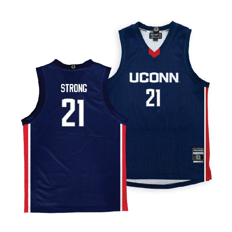 Personalized Basketball Jerseys For Team Photos-Navy Women's Basketball UConn Jersey  - Sarah Strong