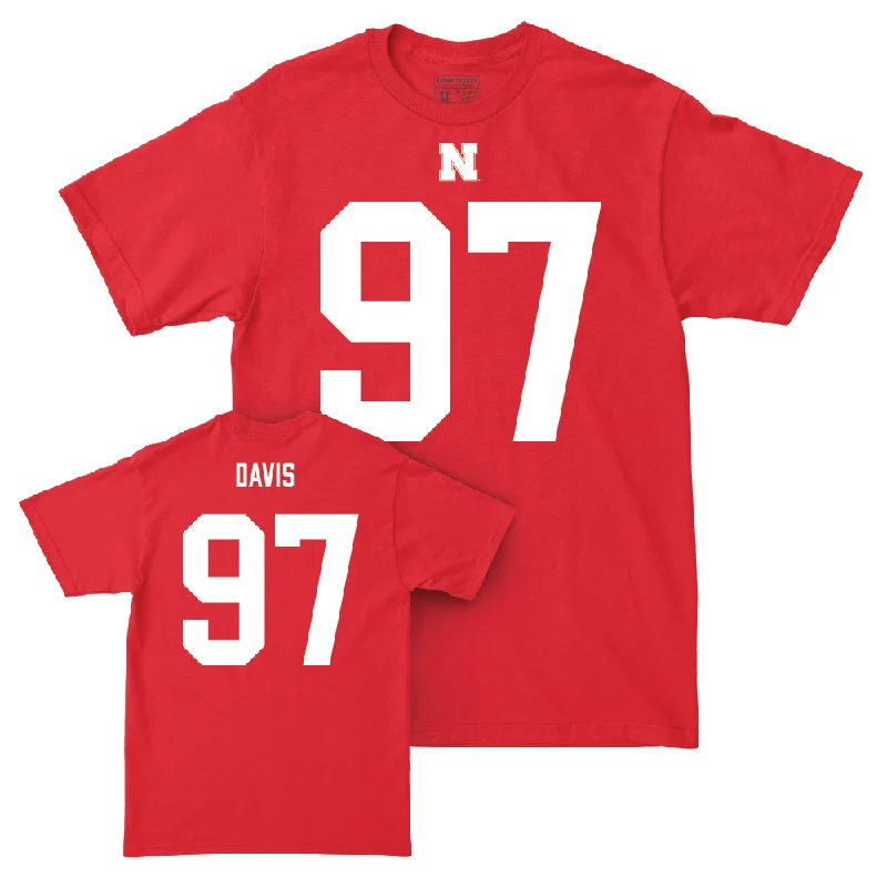 Custom Football Jerseys With Unique Designs-Nebraska Football Red Shirsey Tee  - Keona Davis