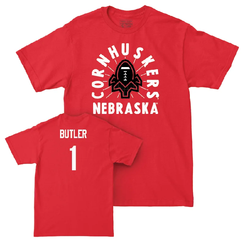 Personalized Football Jerseys For Tournament Winners-Red Football Cornhuskers Tee  - Jimari Butler