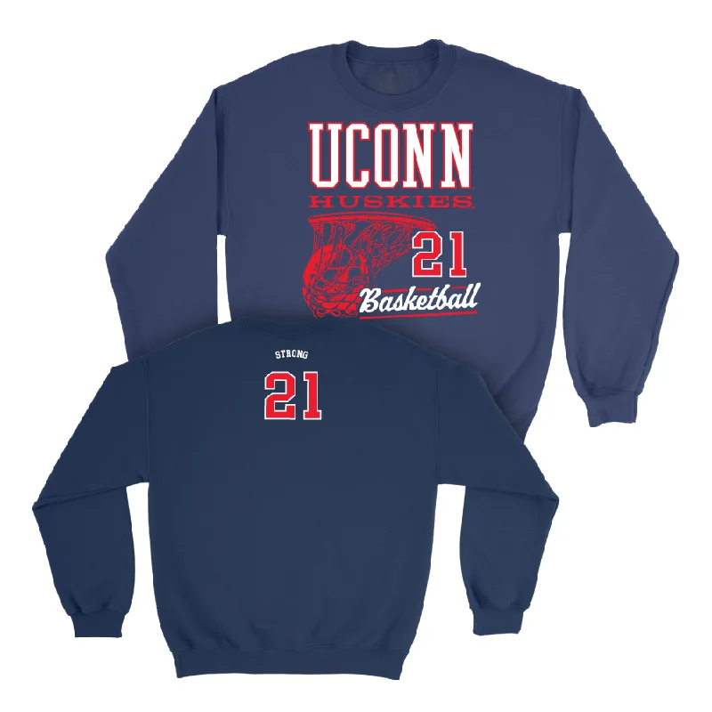 Personalized Basketball Jerseys For Custom Designs-UConn Women's Basketball Hoops Navy Crew  - Sarah Strong