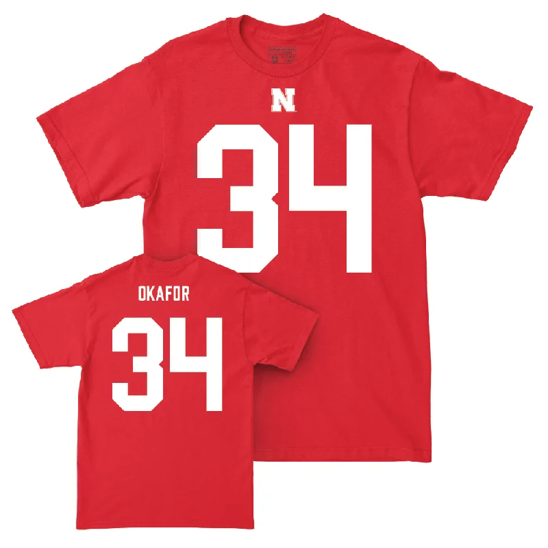 Football Jerseys With Custom Text-Nebraska Football Red Shirsey Tee  - Preston Okafor