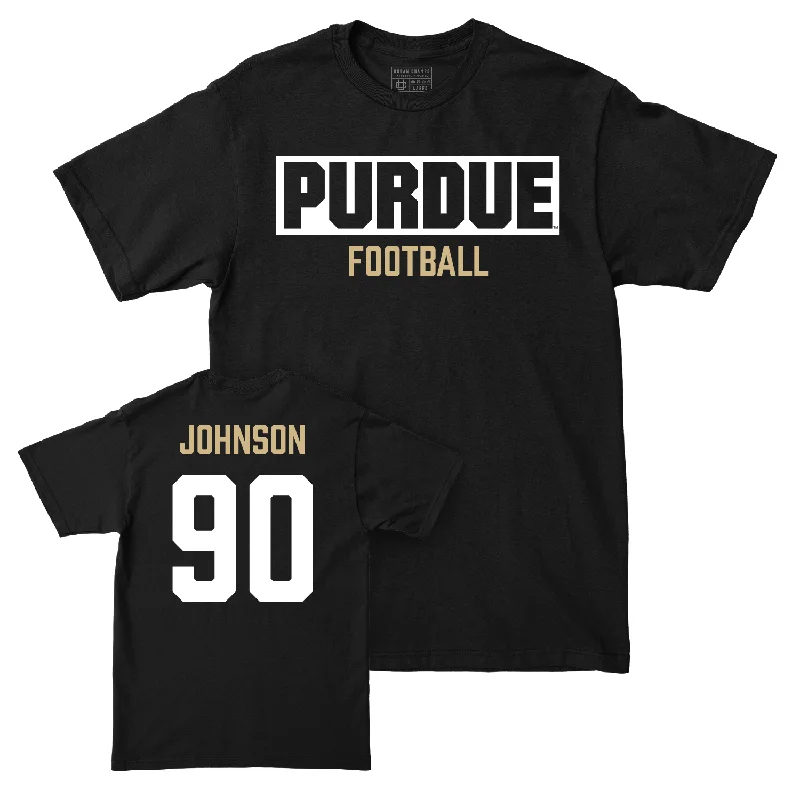 Football Jerseys For Youth Camps & Leagues-Football Black Staple Tee - Lawrence Johnson | #90