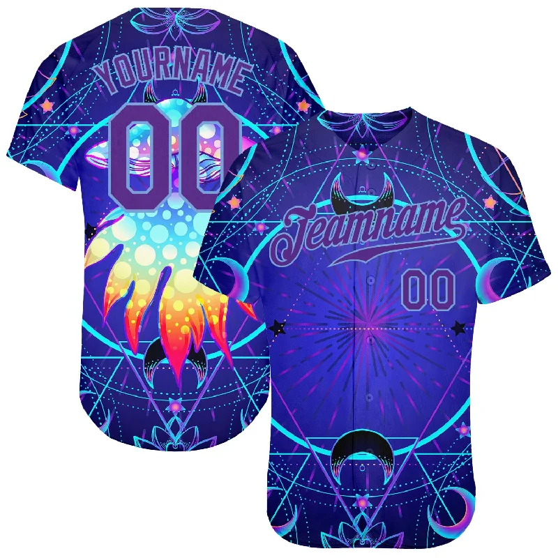 Custom Baseball Jerseys For Group Recognition-Custom 3D Pattern Design Magic Mushrooms Over Sacred Geometry Psychedelic Hallucination Authentic Baseball Jersey