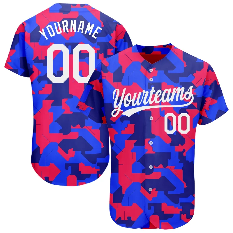 Custom Baseball Jerseys For Regional Competitions-Custom Camo White-Royal 3D Pattern Design Authentic Salute To Service Baseball Jersey