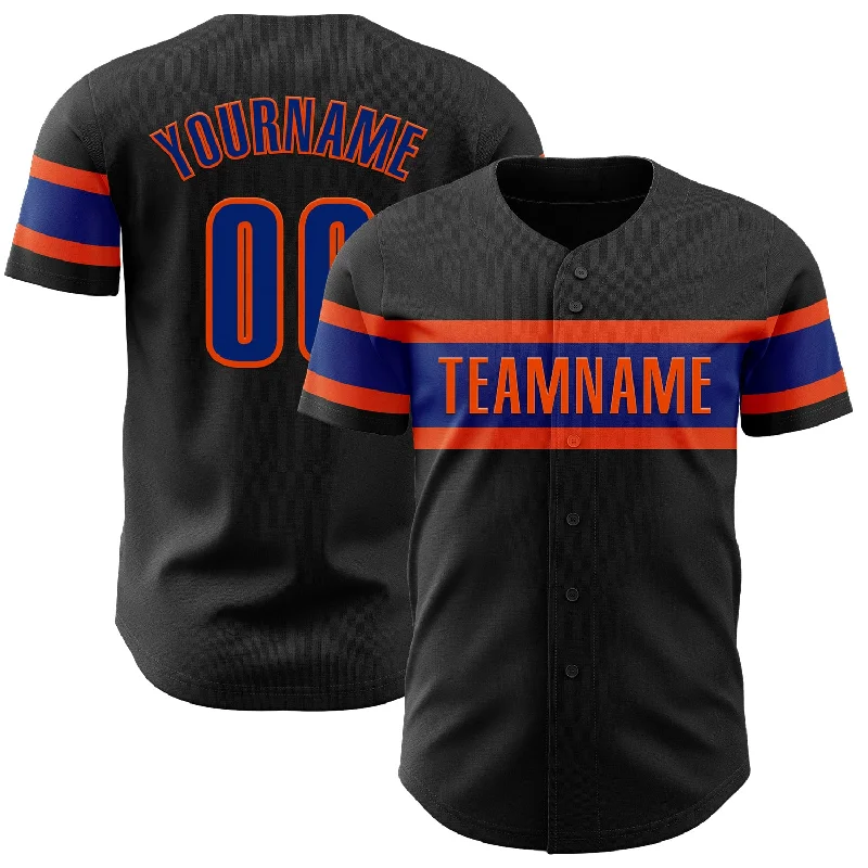 Custom Baseball Jerseys For Competitive Sports-Custom Black Royal-Orange Authentic Baseball Jersey