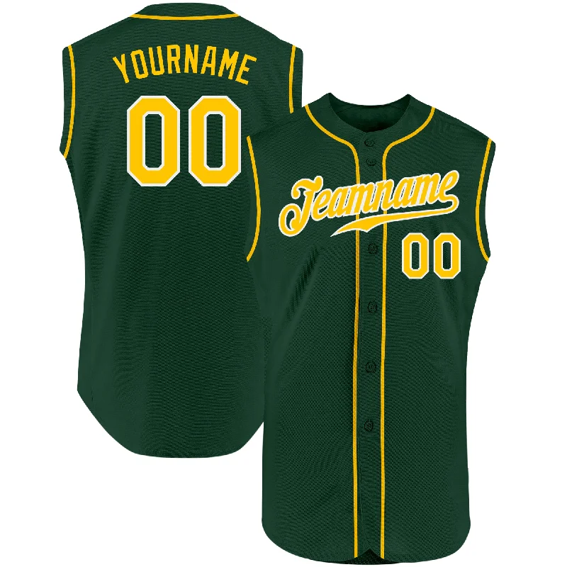 Custom Baseball Jerseys For Fan Engagement-Custom Green Gold-White Authentic Sleeveless Baseball Jersey