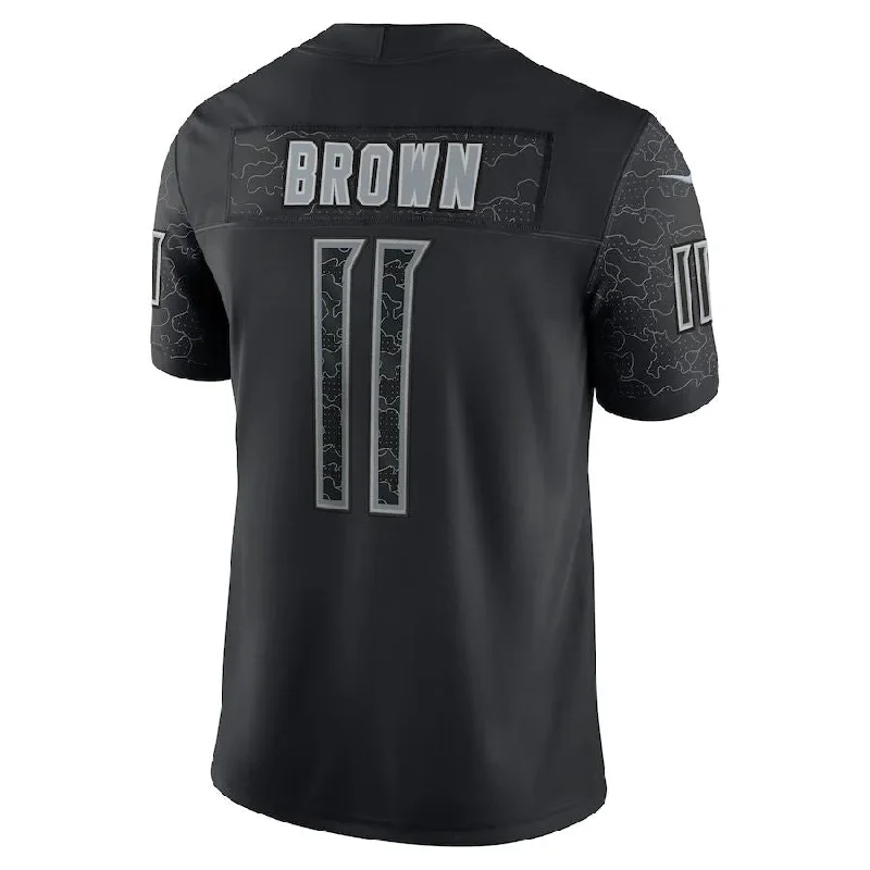 Custom Rugby Jerseys With Text & Logo-T.Titans #11 A.J. Brown Black RFLCTV Limited Jersey Stitched American Football Jerseys