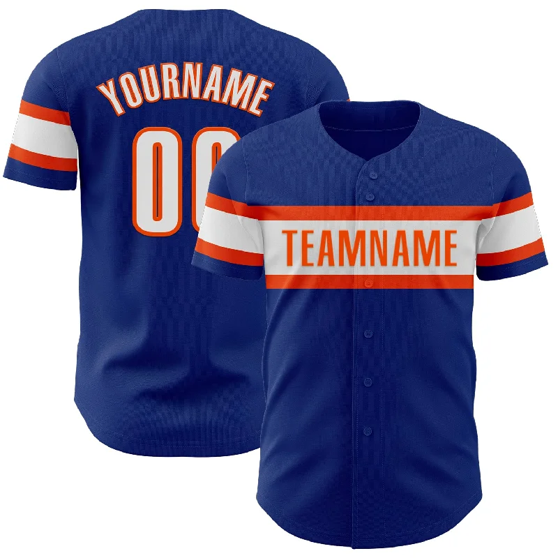 Personalized Baseball Jerseys For Supporters-Custom Royal White-Orange Authentic Baseball Jersey