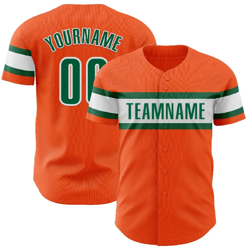 Custom Baseball Jerseys For Holiday Promotions-Custom Orange Kelly Green-White Authentic Baseball Jersey