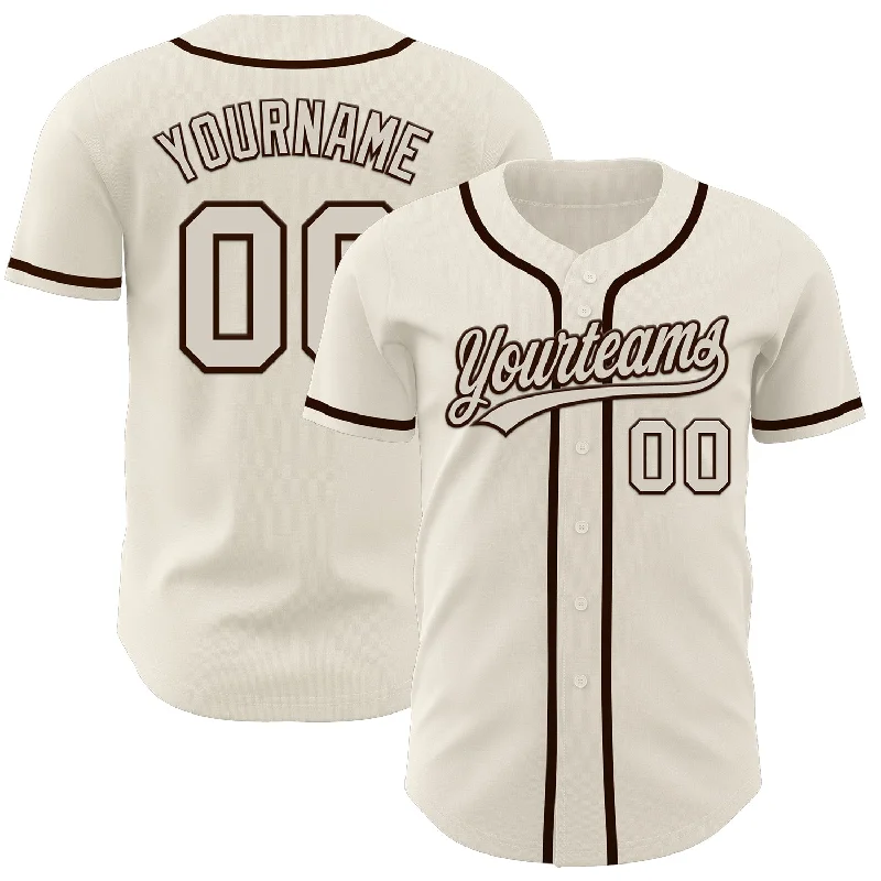 Baseball Jerseys For Family Events-Custom Cream Brown Authentic Baseball Jersey