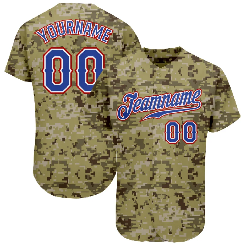 Custom Baseball Jerseys-Custom Camo Royal-Red Authentic Salute To Service Baseball Jersey