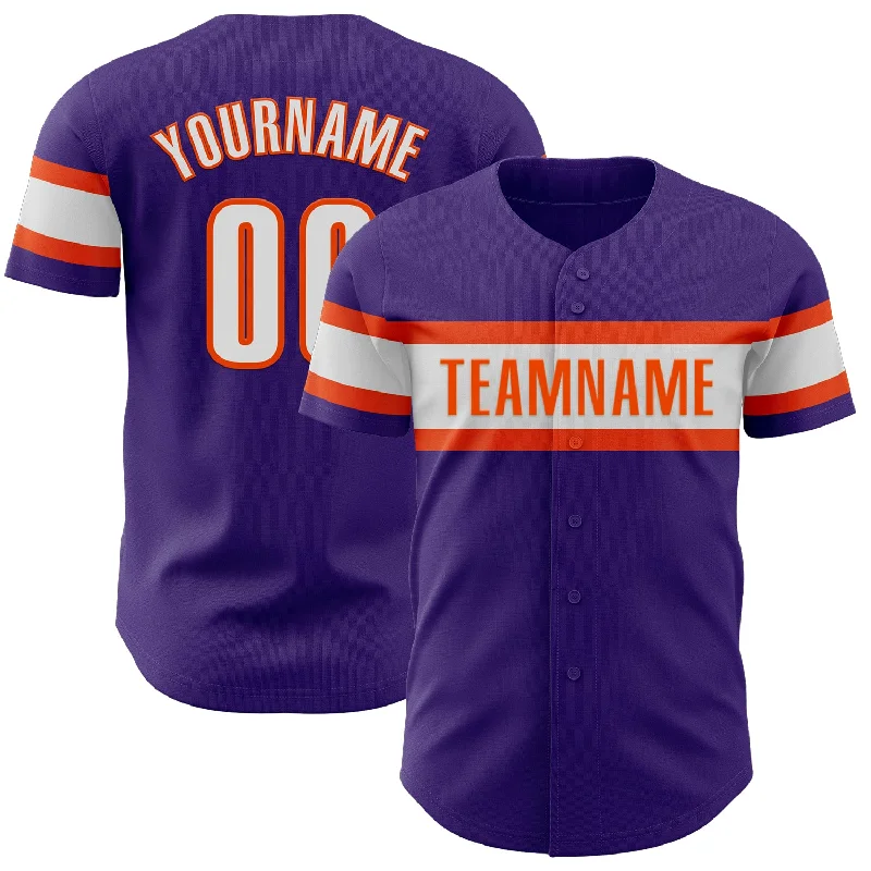 Personalized Baseball Jerseys For Tournaments-Custom Purple White-Orange Authentic Baseball Jersey