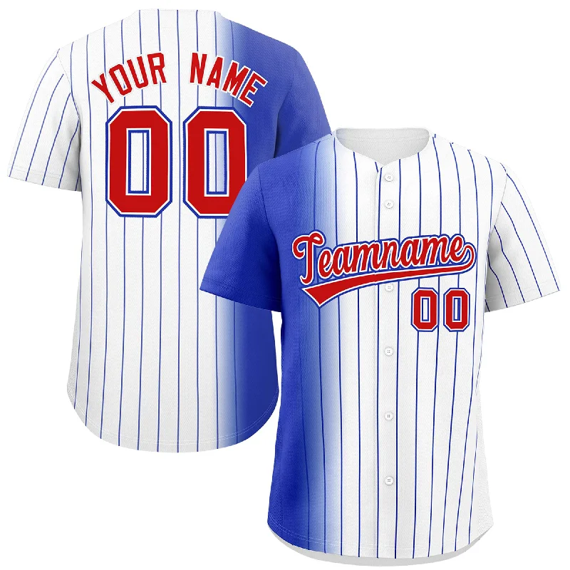 Custom Baseball Jerseys For Sports Camps-Custom White Royal Pinstripe Personalized Gradient Authentic Baseball Jersey