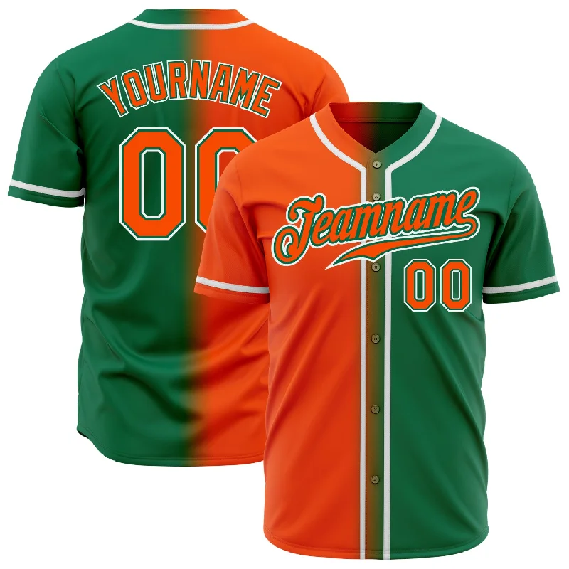 Personalized Baseball Jerseys For Player Gifts-Custom Kelly Green Orange-White Authentic Gradient Fashion Baseball Jersey