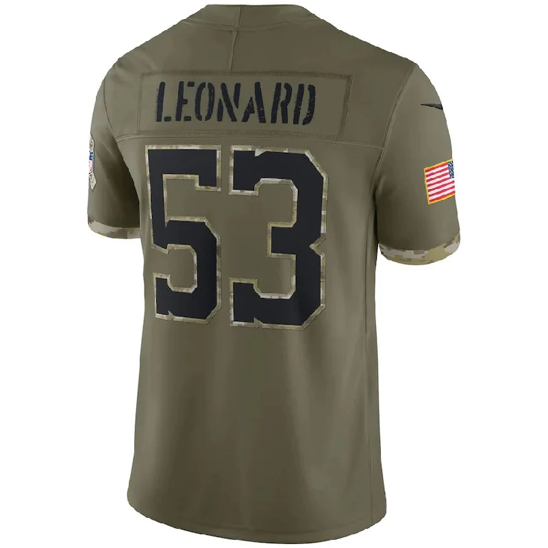 Rugby Jerseys With Custom Patch Designs-IN.Colts #53 Nick Foles Olive 2022 Salute To Service Limited Jersey Stitched American Football Jerseys