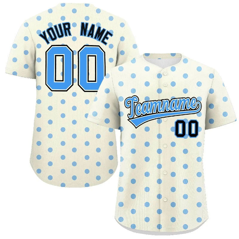 Baseball Jerseys With Custom Designs-Custom Cream Powder Blue Personalized Polka Dot Graffiti Pattern Authentic Baseball Jersey