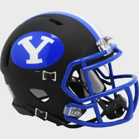 Custom Rugby Helmets For Multi-Event Use-Brigham Young Cougars (BYU) NCAA Mini Speed Football Helmet Matte Black - NCAA