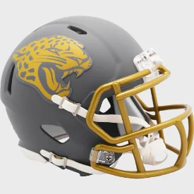 Custom Rugby Helmets With Bold Logos-Jacksonville Jaguars NFL Mini Speed Football Helmet SLATE NFL