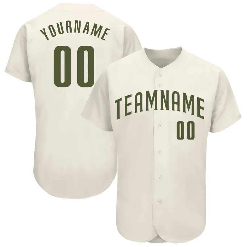 Baseball Jerseys For Custom Player Apparel-Custom Cream Olive Authentic Baseball Jersey